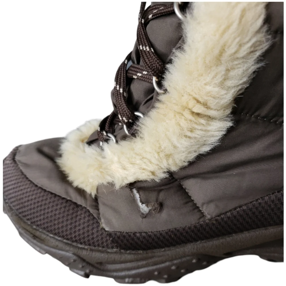 North Face Weatherproof Quilted Faux Fur High-top Outdoor Boots Flawed NWOT Sz 5